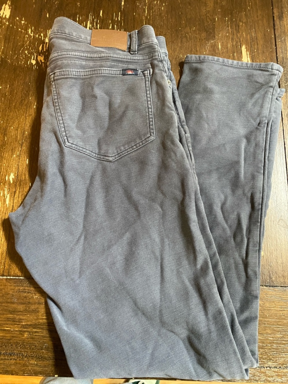 Faherty Gray Blue French Terry 5 Pocket Pants